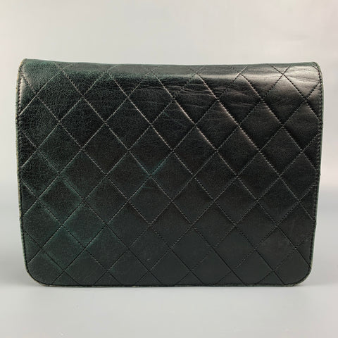 Vintage CHANEL Black Quilted Leather Shoulder Bag Handbag