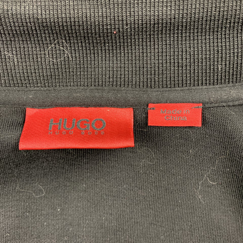 HUGO BOSS Size S Solid Black Cotton Zip Up Jacket