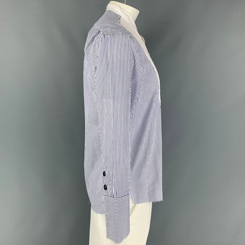 PAUL & SHARK by Greg Lauren Size XL White Blue Stripe Long Sleeve Shirt