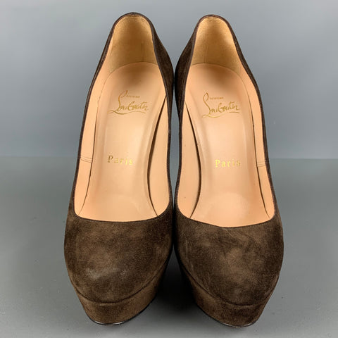 CHRISTIAN LOUBOUTIN Talla 6 Zapatos de tacón con plataforma de ante marrón