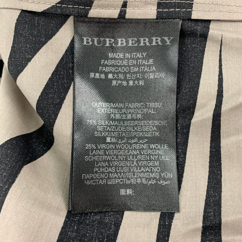 BURBERRY PRORSUM Printemps-Été 16 Taille 38 Trench ceinturé en soie/laine imprimé gris et noir