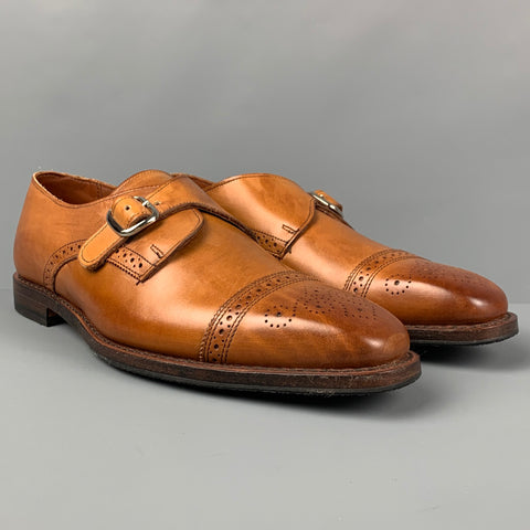 ALLEN EDMONDS Franciscan Size 10 Tan Perforated Leather Monk Strap Loafers