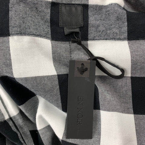 EN NOIR Size XS Black & White Buffalo Plaid Cotton Long Sleeve Shirt