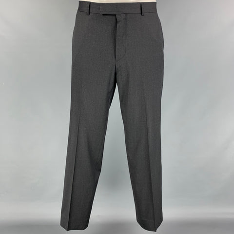 BOSS by HUGO BOSS Size 40 Grey Virgin Wool Notch Lapel Suit