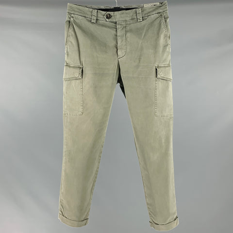 BRUNELLO CUCINELLI Taille 30 Pantalon décontracté cargo kaki en coton élasthanne