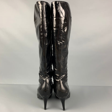 SERGIO ROSSI Talla 6.5 Botas de charol negro