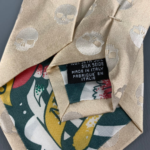 JOHN RICHMOND Beige Skull Silk Tie