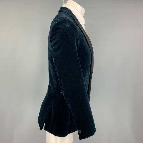 THEORY Size 36 Navy Black Velvet Cotton Peak Lapel Sport Coat