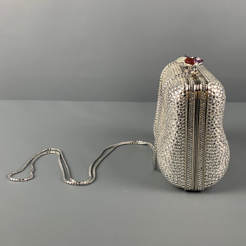 Vintage JUDITH LEIBER Silver Rhinestones Clutch Handbag