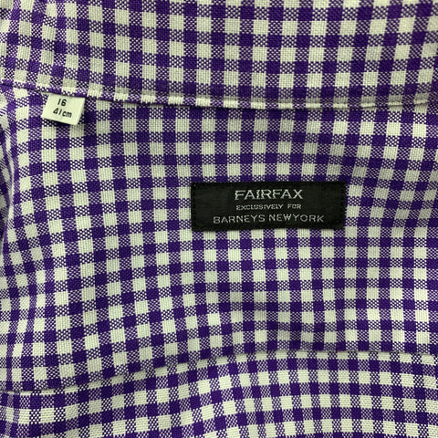 FAIRFAX for BARNEY'S NEW YORK Size L Purple Tattersall Cotton Long Sleeve Shirt