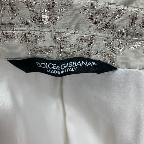 DOLCE & GABBANA Size 42 Beige Silver Jacquard Acetate Blend Sport Coat