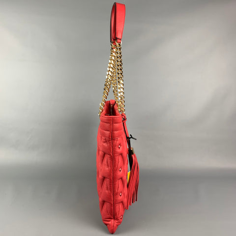 VALENTINO by Mario Valentino Red Quilted Leather Tote Handbag