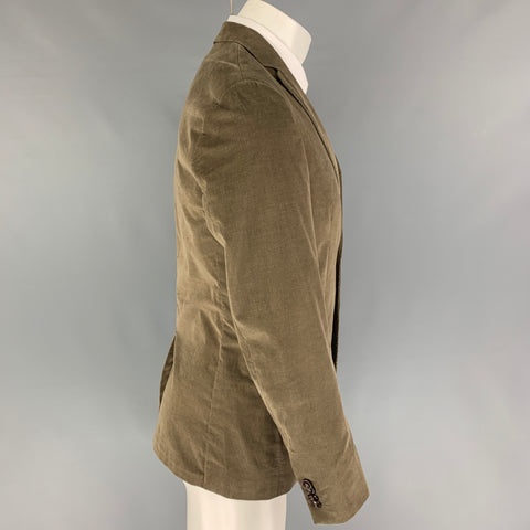 EMILE LAFAURIE Size 38 Olive Corduroy Cotton Sport Coat