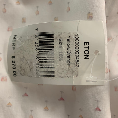 Camisa de manga larga con botones de algodón con estampado blanco talla M ETON