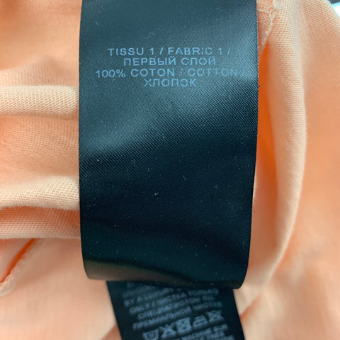 BALMAIN Size XL Peach Logo Cotton Crew-Neck T-shirt
