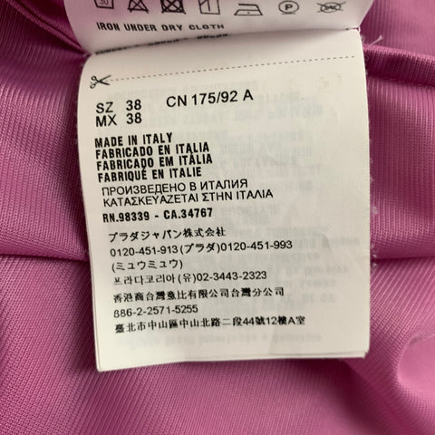 PRADA Talla S Camisa de manga larga con botones de poliamida con volantes y lavanda
