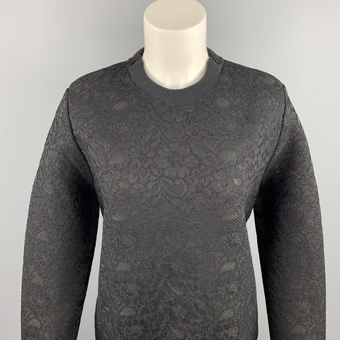 GIVENCHY Talla S Jersey negro con cuello redondo y mezcla de poliéster y encaje