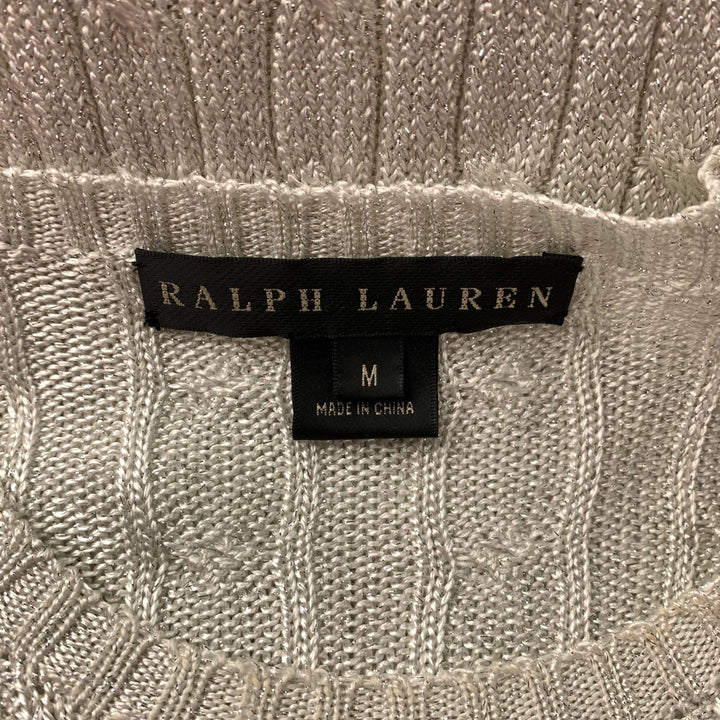RALPH LAUREN Black Label Size M Silver Acetate Blend Pullover
