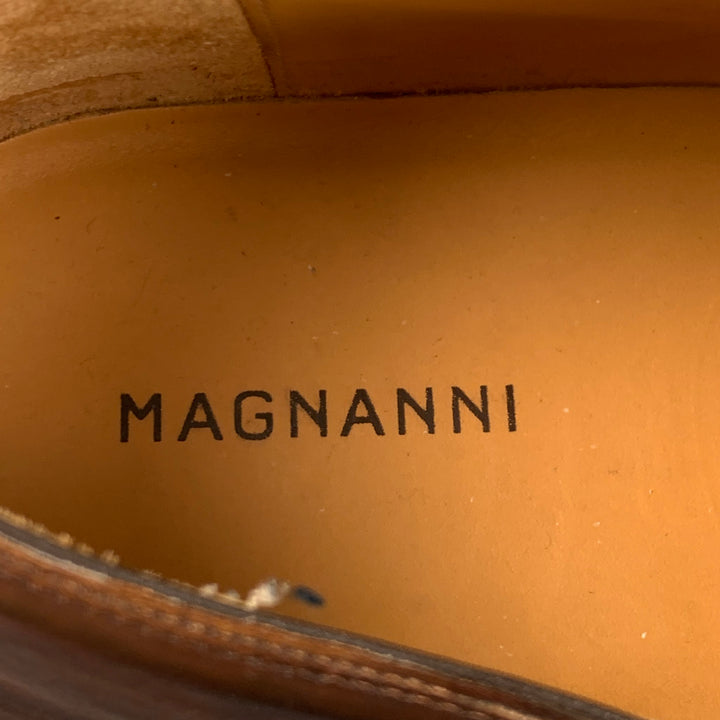 MAGNANNI Zapatos con cordones y correa tipo monje de cuero bruñido marrón talla 10