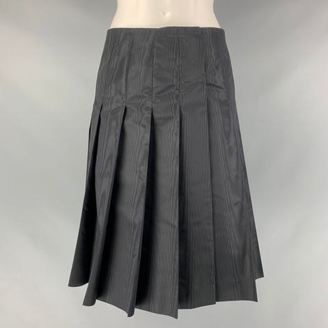 PRADA Taille 2 Jupe circulaire plissée en soie noire