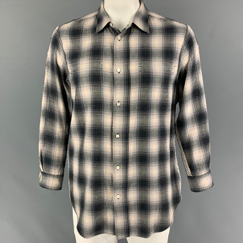 TAKAHIROMOIYASHITA Size One Size Grey Cream Plaid Oversized Long Sleeve Shirt