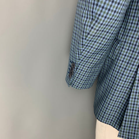 ERMENEGILDO ZEGNA Size 40 Regular Blue Green Checkered Wool Sport Coat