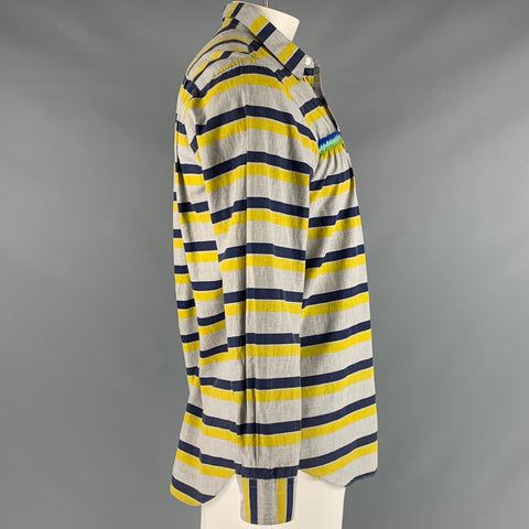 COMME des GARCONS HOMME PLUS Size L Grey Multi-Color Stripe Long Sleeve Shirt