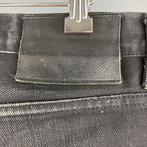 3SIXTEEN Size 32 Black Washed Distressed Raw Selvege Jeans