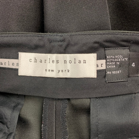 CHARLES NOLAN Talla 4 Pantalón de vestir de lana / acetato negro