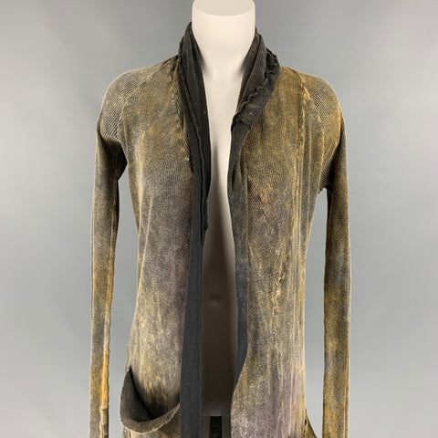 Cárdigan asimétrico de canalé de algodón gris y amarillo talla M LGB