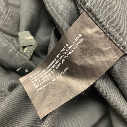 THEORY Size L Charcoal Cotton Button Up Long Sleeve Shirt
