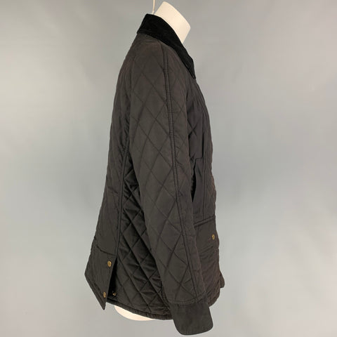 BARBOUR Size 8 Black Waxed Cotton Quilted Jacket