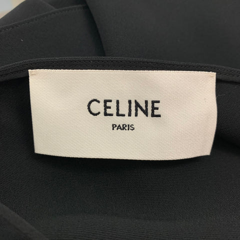 CELINE Size 6 Black Silk Spaghetti Straps Mid-Calf Cocktail Dress