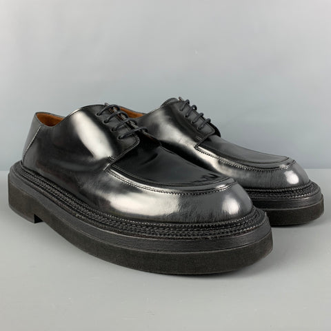 MARSELL Size 12 Black Antique Leather Platform Lace Up Shoes