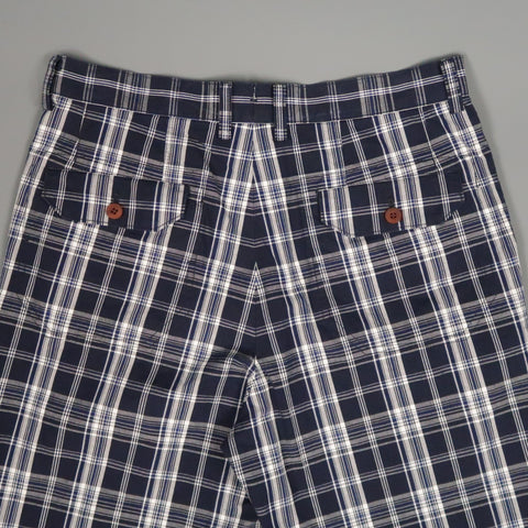 JUNYA WATANABE Size S Navy & White Plaid Cotton Zip Fly Shorts