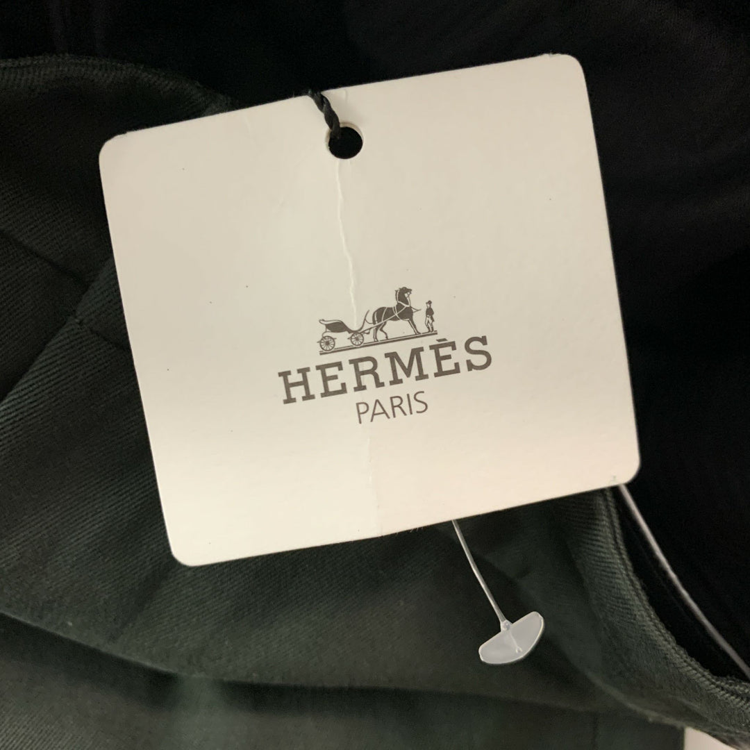 HERMES Size 34 Green Forest Green Solid Cotton Dress Pants Sui Generis Designer Consignment HERMES Size 34 Green Forest Green Solid Cotton Dress Pants Sui Generis Designer Consignment
