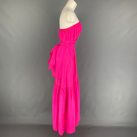 ANAAK Taille S Robe longue ceinturée en soie rose