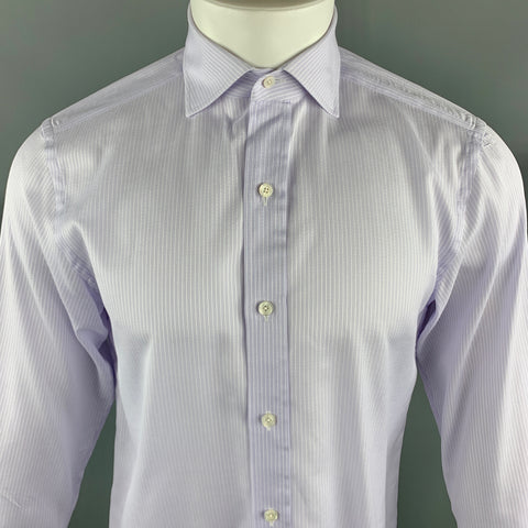 TOM FORD Size M Lavender Stripe Cotton Spread Collar Button Up Long Sleeve Shirt