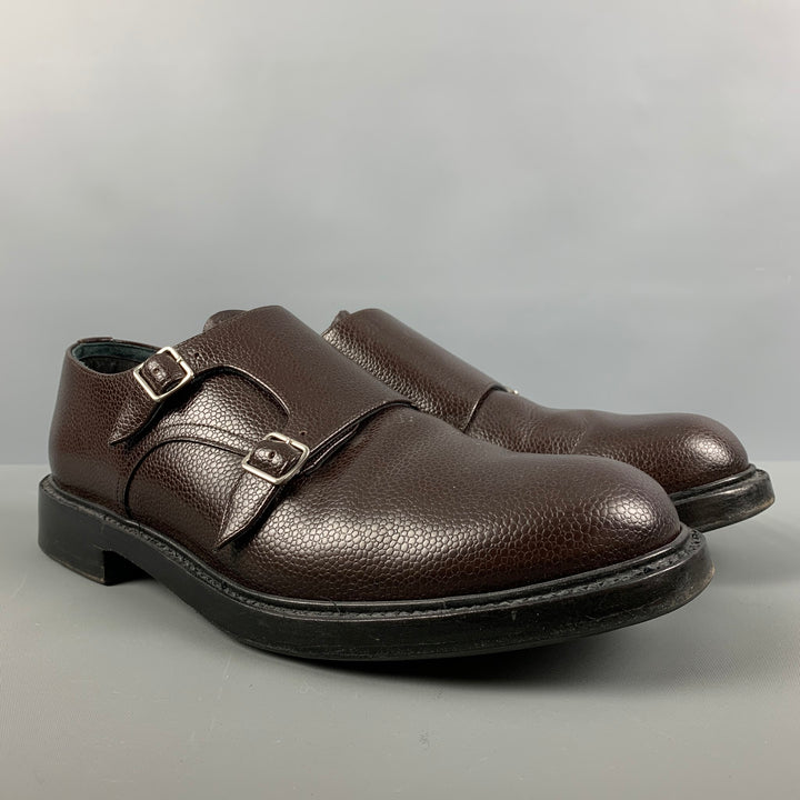 CALVIN KLEIN 205W39NYC Size 10 Brown Solid Leather Double Monk Strap Loafers