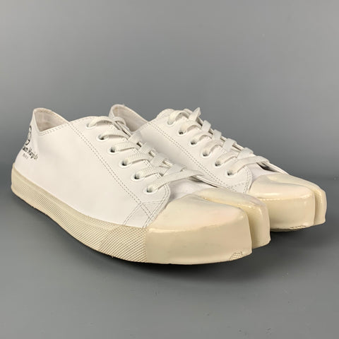 MAISON MARGIELA Taille 11 Baskets Tabi basses en toile blanche