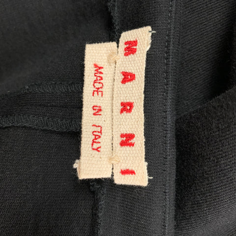 MARNI Size 2 Black Cotton Flax Ruffled 3/4 Sleeves Jacket