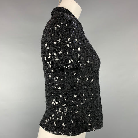 ESCADA COUTURE Size 4 Black Beaded Silk Dress Top