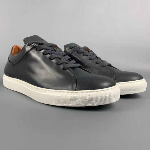AQUATALIA Size 8.5 Charcoal & White Color Block Leather Low Top Alaric Sneakers