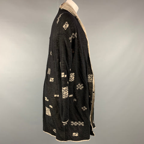 FUGA FUGA Size M Black & Taupe Knitted Abstract Wool Cardigan