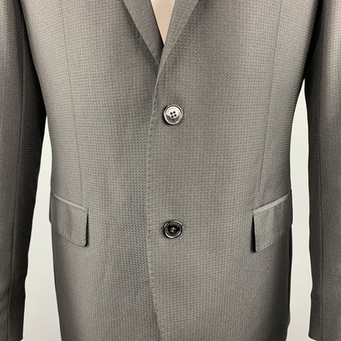 VERSACE COLLECTION Size 42 Grid Black on Black Notch Lapel Sport Coat