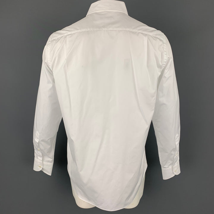 LORO PIANA Size L 43 White Cotton Button Up Long Sleeve Shirt