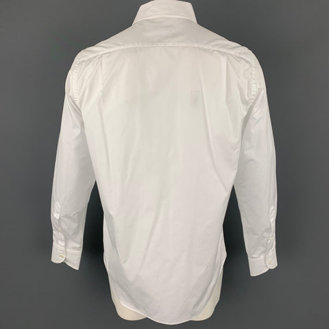 LORO PIANA Size L White Cotton Button Up Long Sleeve Shirt