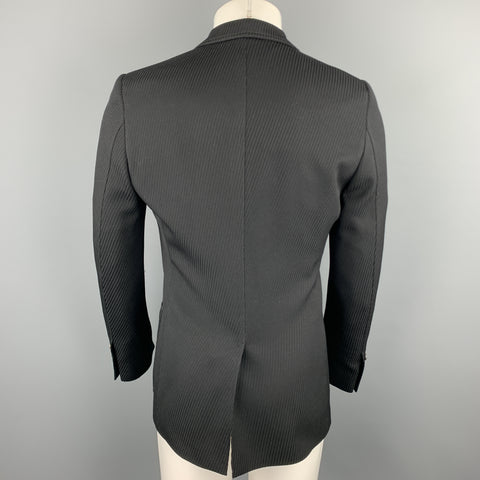 GUCCI Size 38 Regular Black Textured Wool Notch Lapel Sport Coat