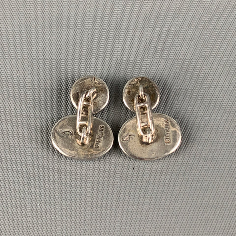 VINTAGE Silver Iridescent Sterling Silver Oval Cuff Links
