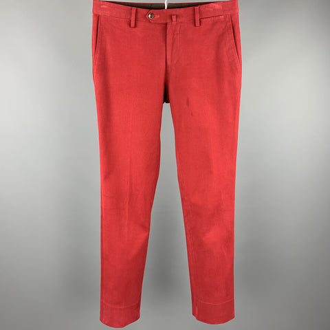 PT01 Size 30 Red Cotton Zip Up Casual Pants